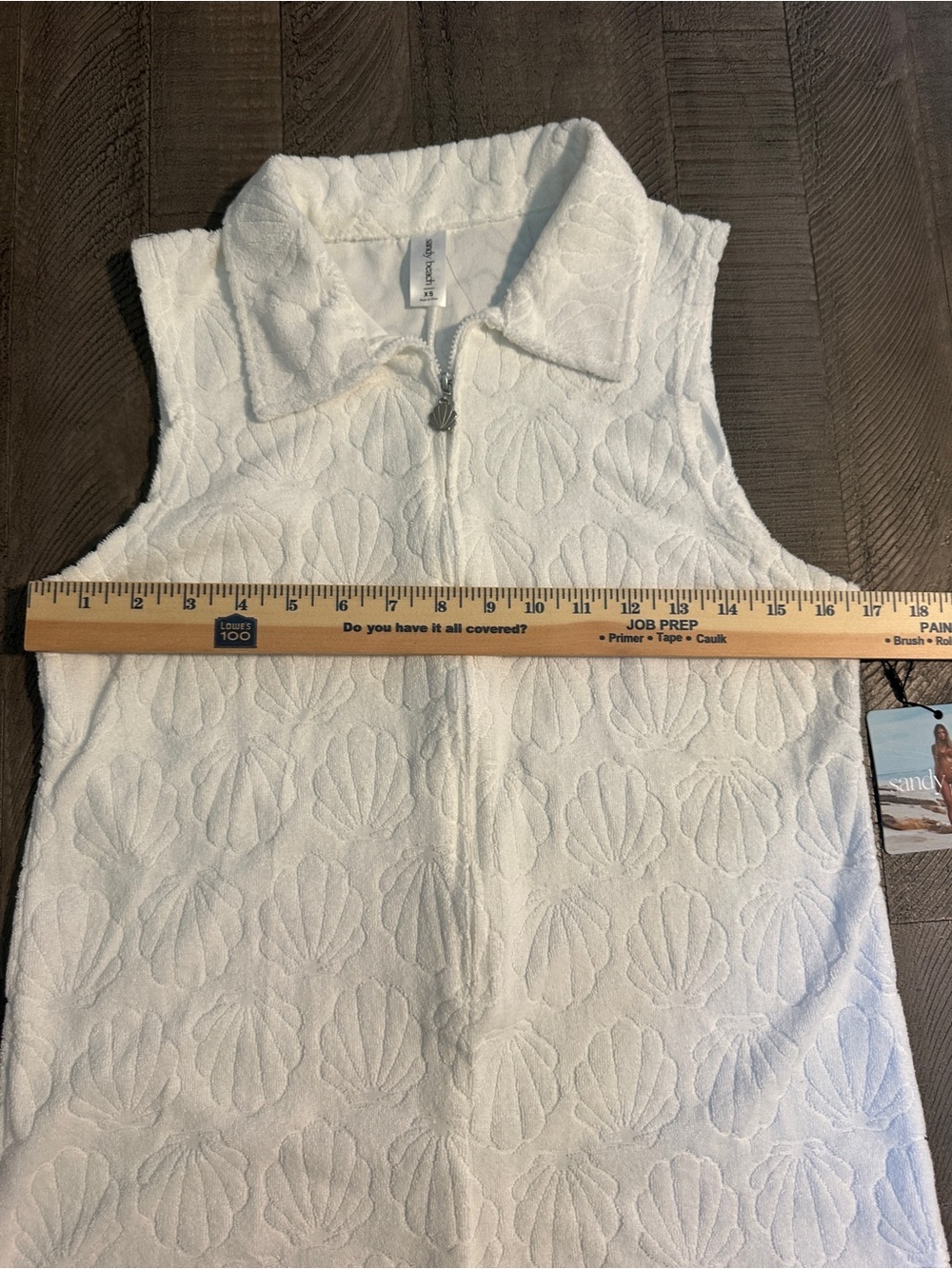 NWT Sandy Beach Womens White Seashell Terry Cloth Romper Extra Small - Picture 3 of 8